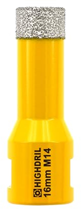 HIGHDRIL Diamond Core Drill Bit - 5/8(16mm) with M14 Thread Dry drilling for Porcelain Tile Ceramic Granite Marble Stone Masonry Brick for Angle Grinders