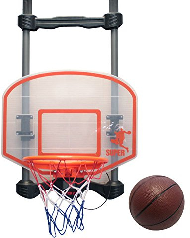 BAKAJI Canestro Basket Aggancio Porta Casa con Segna Punti Punteggio Digitale e Suoni Realistici Struttura in Plastica Dimensione 62 x 37 x 60 cm Gioco Sport Bimbi