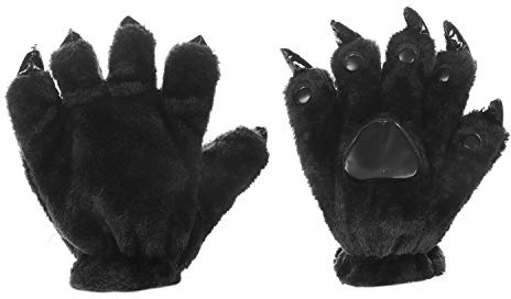 Animal Paw Gloves for Adults Bear Dinosaur Wolf Cat With Claws Animal Hand Gloves Costume Plush Winter warm Animal Paw Full Finger Mittens Christmas Costume Accessory Cosplay Supplies