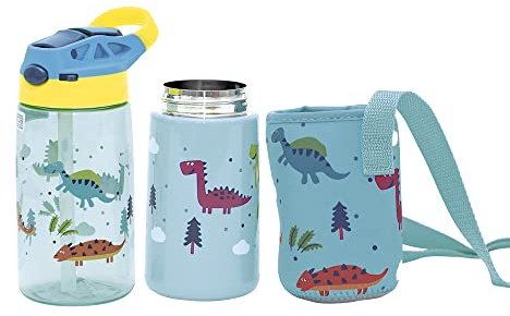 SET BOTELLA TRITÁN Y ACERO CON FUNDA OLMITOS (Azul)