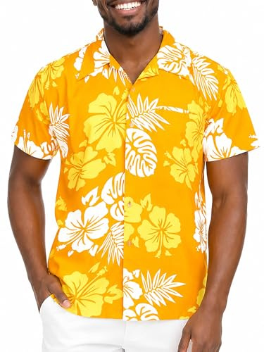 King Kameha Hawaii Hemd Männer - Tropisches Hawaiihemd Herren Kurzarm mit Hibiskus-Print & Aloha-Muster