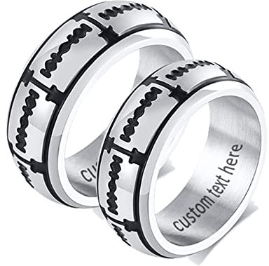 ANAZOZ 2 Stück Eheringe Paarpreis Edelstahl Rasierkling Eheringe Elegant Freundschaftsringe Silber Schwarz Trauringe Hammerschlag mit Kostenlos Gravur