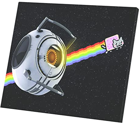 Nyan Cat Positive Wandbild Kunstdruck auf Leinwand (47 cm x 40 cm)