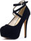 Womens High Heel Ankle Strap Platform Pump Wedding Evening Party Court Shoes RM Black Tag 36-UK 3.5