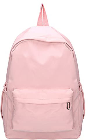 Generico Preppy Style Studenti Zaini Scuola Donna Tinta unita Grandi Borse, Colore: rosa., 41CM*27CM*12CM