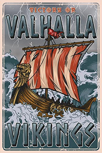 Blechschild 20x30cm gewölbt Schiff Valhalla Vikings Deko Geschenk Schild