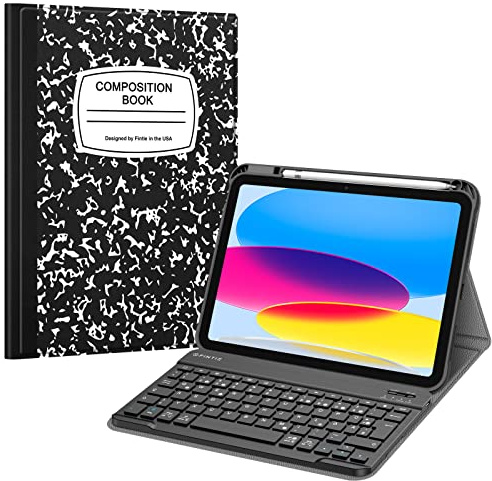 FINTIE Tastatur Hülle für iPad (A16) 11./10. Generation (11/10.9 Zoll) | Magnetisch Abnehmbare Deutsches QWERTZ-Layout Bluetooth Tastatur, TPU Rückschale Schutzhülle mit Stifthalter, Notizblock