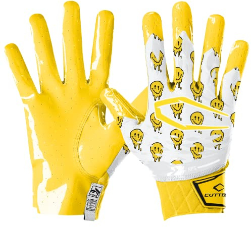 CUTTERS Rev Pro 5.0 Fußballhandschuhe, sehr griffig, rutschfest, breiter Empfänger, 1 Paar (Smile, Medium)