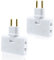 2 pcs Enchufes Plano con 3 Tomas y Cabezal Giratorio 180º válido para Lugares sin Espacio detrás de TV, Mueble, Cama, Enchufe Giratorio 180º, Material ignífugo, 1500W, Certificado CE