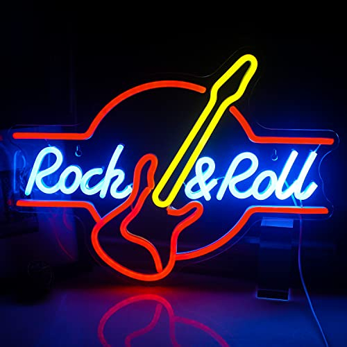 SIGNSHIP Chitarra Rock & Roll Neon Segni USB Alimentato Neon Lettere Luce per Wall Room Decor Luci Led per Camera da Letto Sala Concerti Bar Club Party Decorazione Matrimonio Regalo di Compleanno