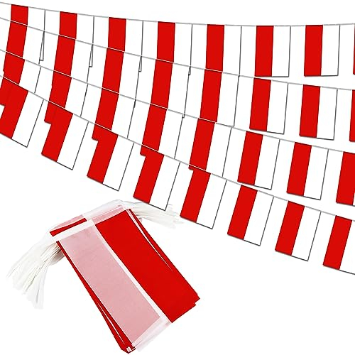 Polen String Flag Pennant Banner - 38 Flaggen, 42 Fuß Kleine Mini Polnische Flaggen Wimpelkette Banner für Landdekoration, Schule, Party, Sportveranstaltungen