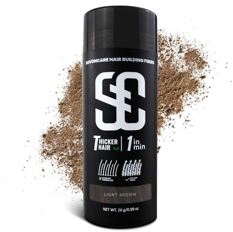 Haaraufbauende Fasern für dünner werdendes Haar Auburn für kahle Stellen Unauffindbar & natürlich, kaschiert Haarausfall Fill In Fine, Hair Powder Hair Thicker Instantly (Hellbraun)