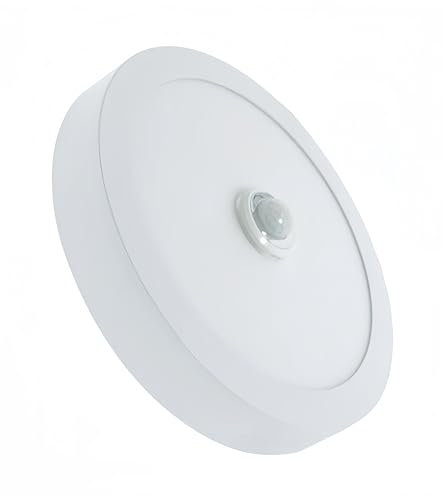Plafón LED Techo con Sensor de Movimiento Circular 18W con Detector de Presencia con sensor Luces LED Para Pasillo Porche Garaje Despensa Armario Sótano (1 Unidad, Luz Blanco fria 6000K)