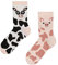 Dedoles Chaussettes Unisexe Homme Femme & Enfants beaucoup designs amusants gauche droite différent, couleur: Rose, motif: Vache et cochon, taille: 31-34