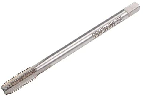 TOP-VIGOR M8 x 1,25 mm extra langer gerader Nutgewindegewindebohrer Gewindebohrer mit H2-Toleranz, HSS gerade, 3 Flöten, metrischer Maschinengewindebohrer zum Bohren und Gewindeschneiden