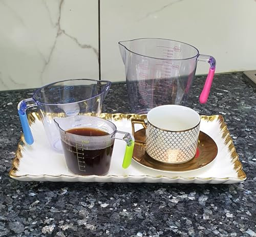 6pc Transparent Drastic Measuring Cup Set, Measuring Cup Stackable Clear Heat-Resistant Cup Easy to Read Measurements Water Measuring Cups for Home Kitchen Cooking (2 Sets of 3 pcs Cup)