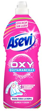 Asevi Quitamanchas Oxy Gel - Quitamanchas con Oxígeno Activo - Ropa Blanca y Color - Blancos Luminosos - Colores Brillantes - Protege las Fibras - Sin Lejía - Aroma a Limpio - Envase de 1100 ml