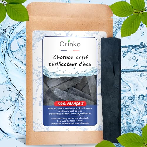 Charbon Actif Français x1 Binchotan pour Purification d'eau en Carafe, Bouteille et Gourde | Puissant Purificateur d'Eau ORINKO