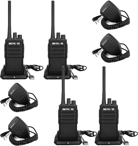 Retevis RT617 Walkie Talkie con Microfono, PMR446 Radio Comunicazione Ricaricabile Ricetrasmittenti Adulti, Altoparlante Non Magnetico, Radio Bidirezionale for Cantiere (4 Pezzi, Nero)