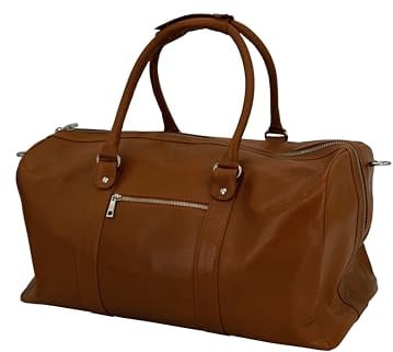 GERMANUS Handgemachte Reisetasche Lothar, Weekender aus dickem Leder für den Kurztrip, Reise oder Wochenenddreise (Braun)