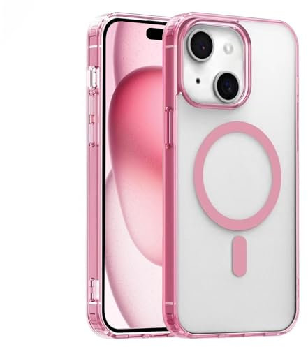 S.Dawezo Cover per iPhone 13 Mini, Compatibile con MagSafe, Custodia Traslucida Resistente, Protezione Antiurto di Livello Militare, Opaco Magnetica Case per iPhone 13 Mini, Rosa