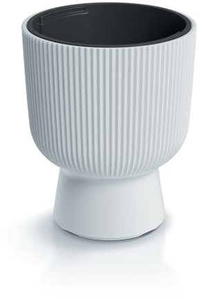 Tymar Pot de Fleurs avec Insert, Pot de Fleurs en Plastique, jardinière, Grand Pot de Plantes (DBMIS Blanc,ø 40 cm)