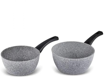 Karaca Gris Biogranit Induktions Milchtopf-Set, 2-teilig - Praktisches Set mit Milchkännchen in zwei Größen - Ideal für die Zubereitung von Milch und anderen Flüssigkeiten