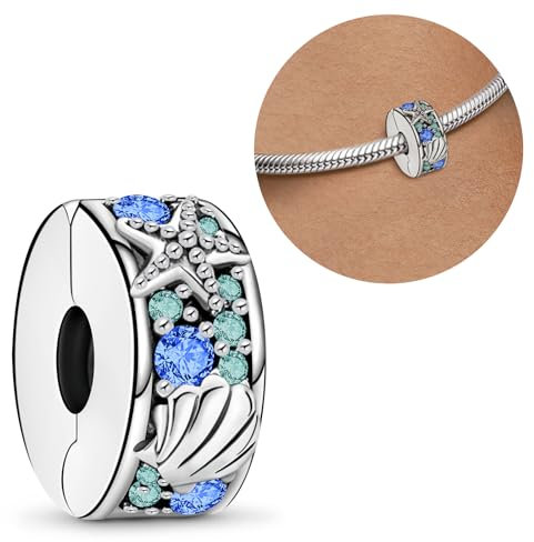 Purhole Charms Stopper Blau Charms Reisen Clip Stopper Meer Charms Anhänger Charms Silber Moments Charms Seestern Bettelarmband