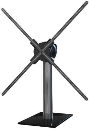 Missyou Support de bureau hologramme 3D avec base en verre trempé et cadre en alliage d'aluminium, convient pour les ventilateurs de 69,8 cm ou plus petits (hauteur 38,1 cm)