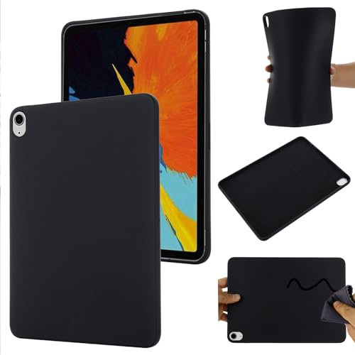 BRAND SET Funda para Apple iPad Air 11 (2024),Caja Teléfono Silicona Líquida, con Forro Tela Microfibra Estuche Protector Suave al Tacto Carcasa para Apple iPad Air 11 (2024)-Negro