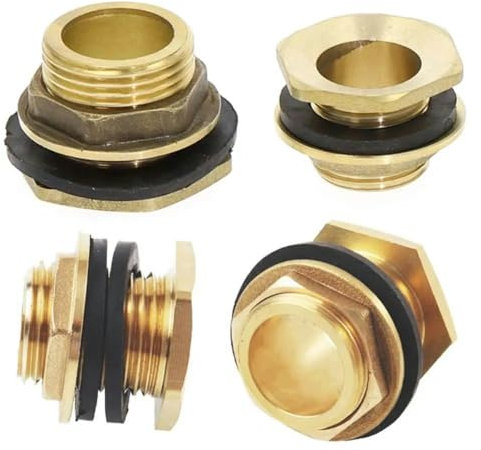 Adaptador de tanque de peces 1/2 3/4 1 Rosca macho Tubo de latón Llave suelta única Tuerca de ajuste giratorio Conector de unión de tanque de agua Cobre-G3-4