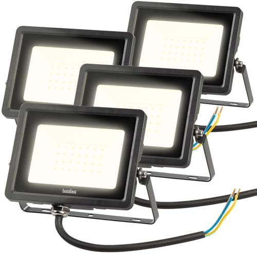 Luminea LED Außenstrahler: 4er-Set Mini-LED-Fluter, 20 W, 2.000 lm, IP65, 3.000 K, warmweiß (Strahler Garten, Strahler warmweiss aussen, Campinglampe)