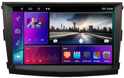 Double Din 9 inch Android 14 Car Stereo Radio for SsangYong Tivoli 2015-2022 with Wireless Carplay AHD Backup Camera Bluetooth Steering Wheel Controls GPS Navigation(T700 [8+256G])