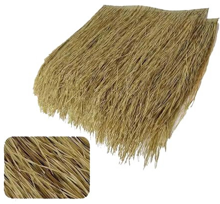 DWZL Artificial Thatch, Simulation Thatch Tile Flame Retardant Roof Tile PE PVC Simulation Thatch Roll Plastic Straw Gazebo Thatch Roof Decoration Garden Sunshade(Size:60pcs)