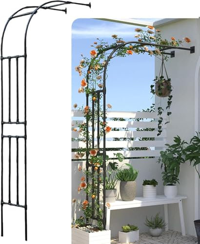 Halbseitiger Gartenbogen, robuster Gartenlaube, Stahlrahmen, Gartenbogen, Halbbogen für Kletterpflanzen, Rosen, 40 x 120 x 240 cm