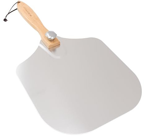 Blackmoor 65369 Pizza Peel with Detachable Handle / 12” x 12” Paddle with Foldable Handle/Aluminium Pizza Oven Shovel for Homemade Baking Pizza, Bread, Pies