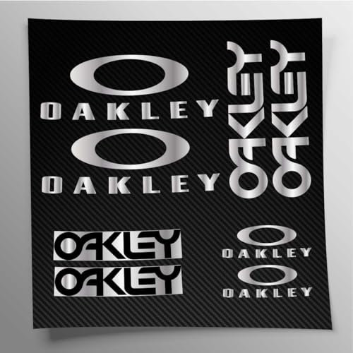 Stickersland® Aufkleber-Set kompatibel mit Rahmen MTB Mountainbike und Helm | Aufkleber-Aufkleber mit Logos | Stickersland® – Oakle (Silber Metallic)