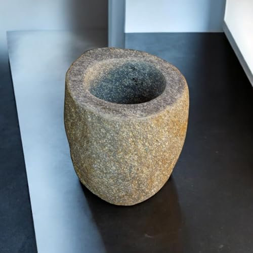Flussstein Zahnputzbecher – Handgefertigt aus natürlichem Flussstein, stilvolles Naturstein Badezimmer-Accessoire, robust & einzigartig – Ideal für asiatisch inspiriertes Wohnen