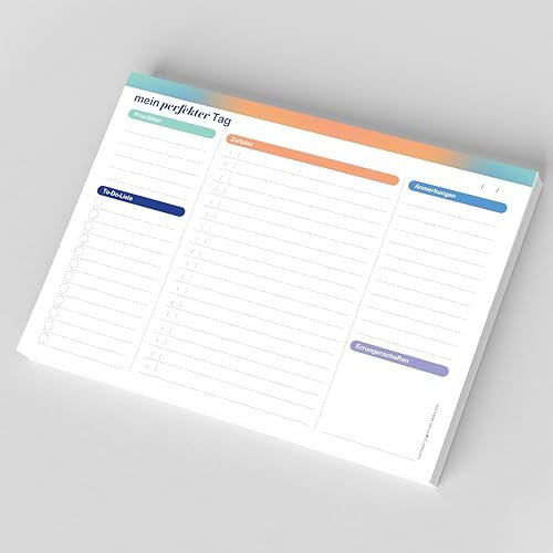 A5 Tagesplaner Block – 50 Undatierte Abreißblätter | Organizer mit Prioritäten, To-Do-Liste, Zeitplan, Notizen & Erfolgen | Kompakter Schreibtisch-Planer für Zuhause, Schule und Büro (Deutsch)
