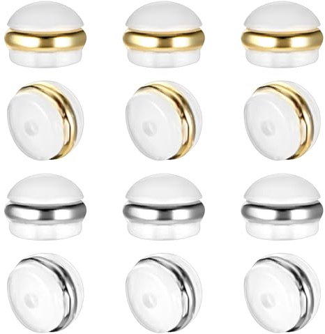 12PCS Silicone Earring Backs for Studs, Silver Gold Soft Locking Earrings Back for Studs Earring Backs for Droopy Ears