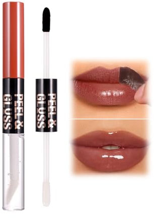 Lip Stain Peel Off Lip Gloss oil Duo, Lip Liner Tattoo Magic Color & Hydrating Oil Set, Shiny, Non-Sticky, Long Lasting Lipgloss, Transfer-Proof Lip Tint Stain with Lip Oil (#07 Lovely Stain)
