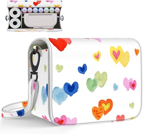 LTGEM Kids Camera Case Bag Compatible With ESOXOFFORE/Dylanto/DUDUDRAGON/GREENKINDER/Cimizi Instant Print Camera and Instant Camera Refill Print Paper, Colorful Heart