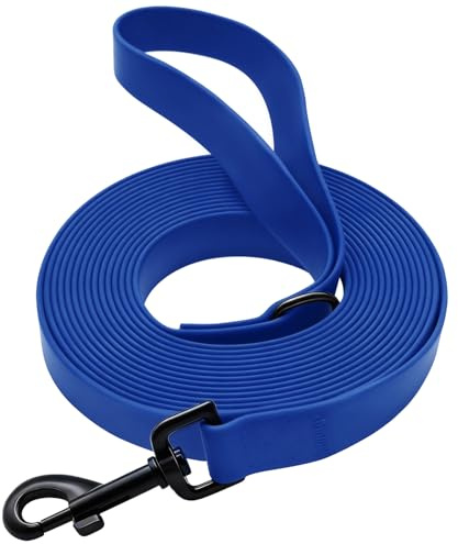 Wasserdicht Schleppleine für Hunde, 3 Meter/5 m/10 m/15 m Reißfeste Hundeleine, Reißfeste Trainingsleine mit Robustem Karabiner für Große bis Kleine Hunde (Dunkelblau, 3m)