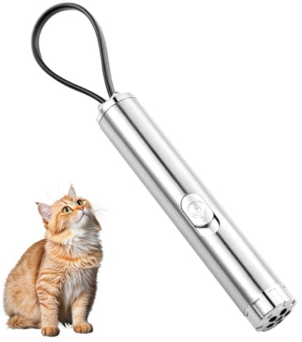 laveroar Cat Toys, LED Stainless Steel Cat Light Pen, Interactive Cat Toy for Kitten Hunting Instinct Stimulation, Chaser Exercise
