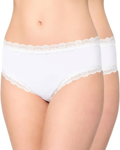 Nur Die Lace Slip 2er-Pack Invisible – Nahtlose Damen Slips mit Spitze Unsichtbar & Seamless weiche leichte Mikrofaser Damen Unterhosen