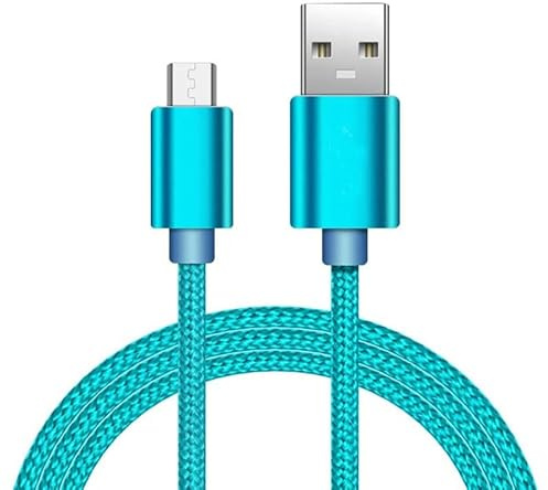 iTechCover Braided USB Cable Charging Cord/Charger Power Lead Wire Compatible with Mpow Flame2 Wireless Sport Headphones/Baby Blue / (1m / 3.3ft)