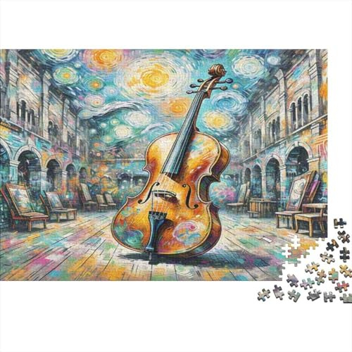 Puzzle 1000 Teile für Erwachsene Cello aus hochwertigem Karton Cello in Sternensaal einzigartiges 70x50cm