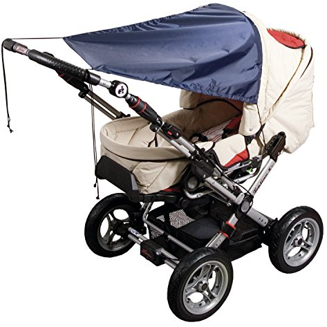 sunnybaby 19272 - Universal Sonnensegel für Kinderwagen & Sportwagen | höchster UV Schutz UPF 50+ | verstellbar | Markisen-Rollofunktion - Farbe: MARINE | Qualität: MADE in GERMANY