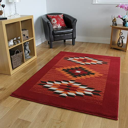 The Rug House Azteken Teppich, in Rot, Terrakotta, Braun & Weißgrau, in 5 Größen erhältlich