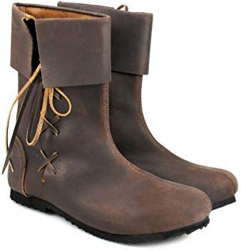 Leonardo Carbone Mittelalter Stulpenstiefel aus Nubukleder 38/braun